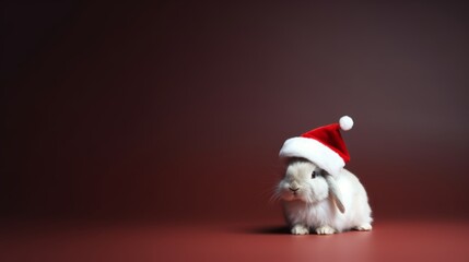 Cheery Cottontail: Rabbit in a Santa Hat Spreads Christmas Joy to Everyone