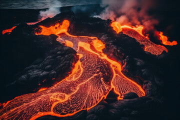 A photograph of a helicopter flying near the crater of an active volcano, capturing the daring and adventurous spirit of volcanic exploration in