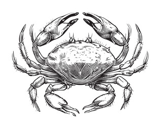 Crab sea hand drawn sketch Vector illustration Sea animals