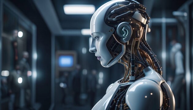 Futuristic artificial intelligence robot.