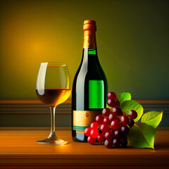 lstill life with wine and grapes