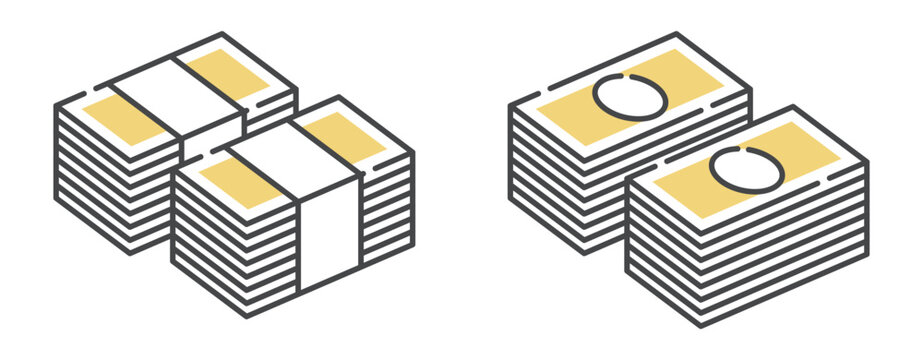 お金　お札　札束のイラストセット