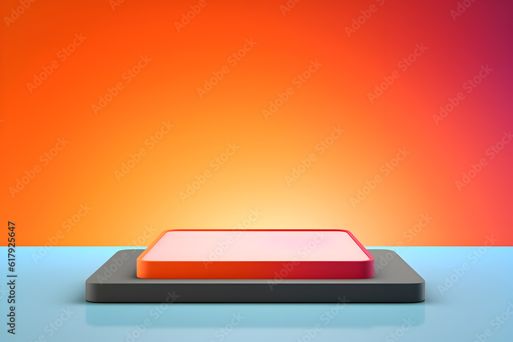 Aufkleber abstract minimal concept. modern vibrant colour podium stage platform cube square display on backgro