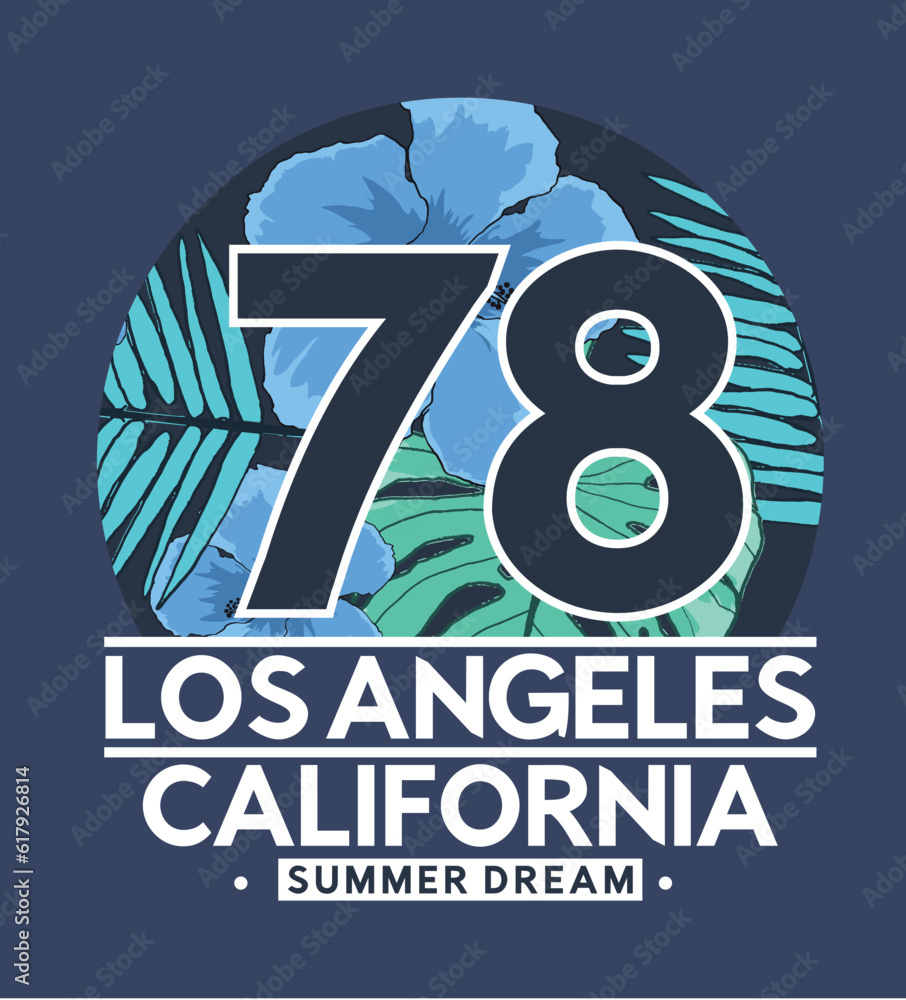 Poster tee print design as vector with tropical pattern detail