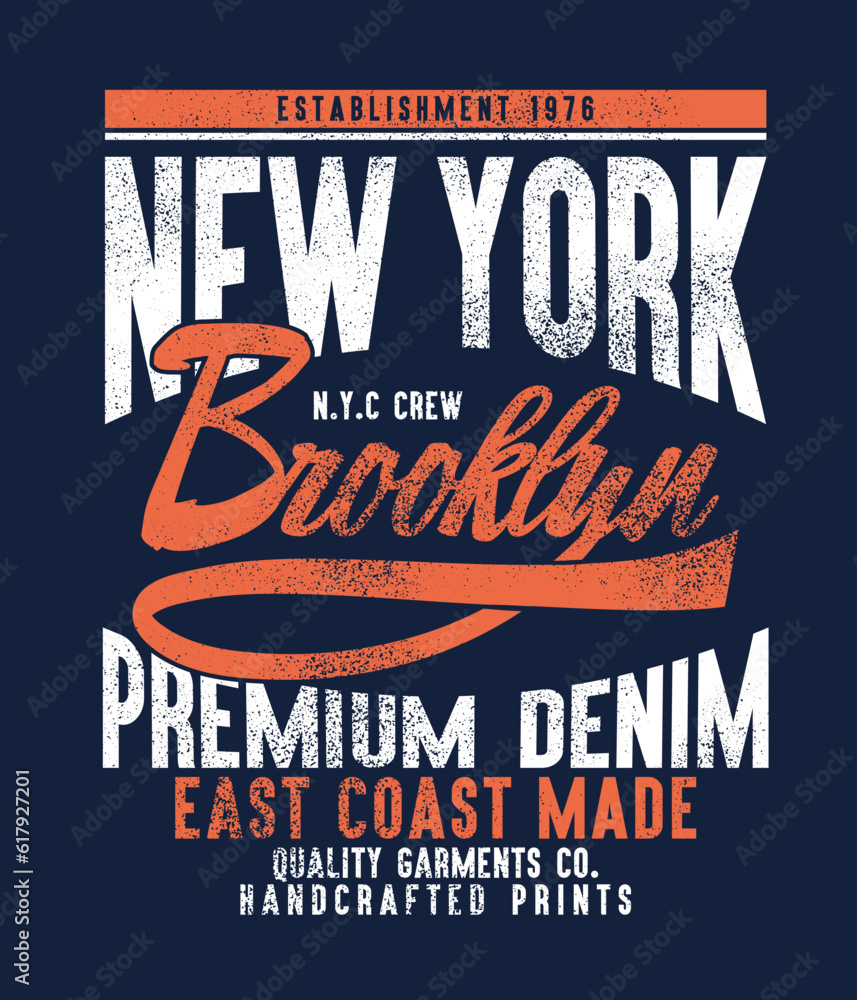 Poster tee print design with lettering as vector with grunge texture