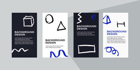 Social media story design templates.Social Media Post Template.Vector background for publishing stories on social networks.Easy design stories, banners, publications.Back to School banner set.Geometry