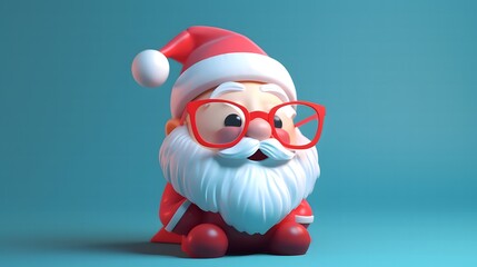 Santa claus with glasses 3d rendering for christmas background