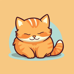Fototapeta premium Cute cat mascot, sleepy lazy cat simple vector art