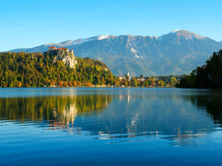 Autumn colours at Bled Lake, Slovenja, Europe