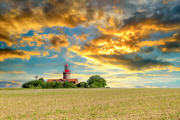 Fototapeta na wymiar Leuchtturm, Bastorf, Mecklenburg Vorpommern, Deutschland 