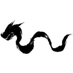 龍・ドラゴンの墨絵風イラスト素材　ベクター
