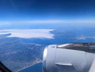 Aerial view from an airplane onto the Gibraltar strait