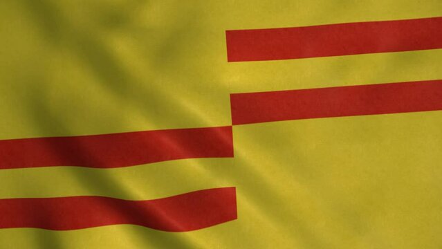 Flag of San Lorenzo, city of Puerto Rico, waving in wind. Realistic flag background
