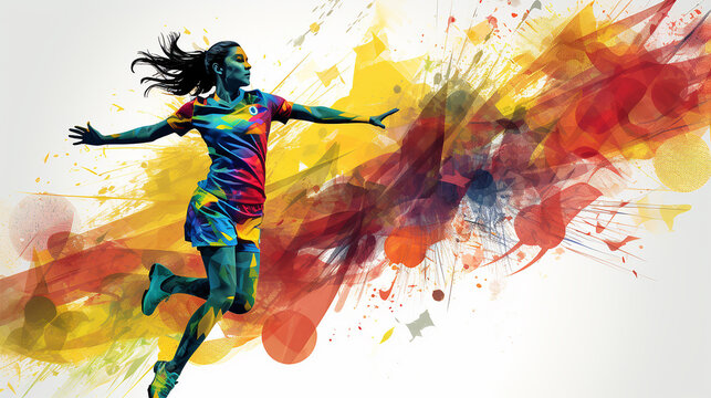 jogadora de futebol feminina criativa. Conceito para a Copa do Mundo 