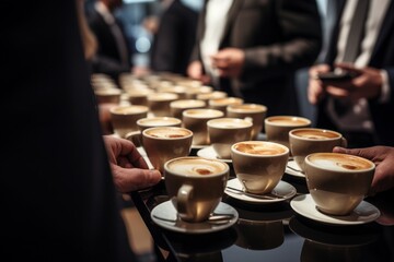 Productive coffee break: A moment during a conference meeting where business and entrepreneurship intertwine, fostering networking, inspiration, Generative AI