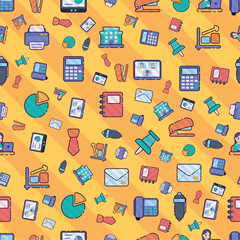 Seamless pattern background with office icons Vector illustration