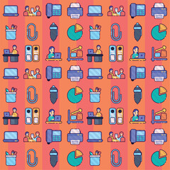Seamless pattern background with office icons Vector illustration