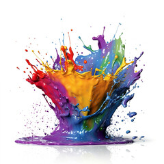 Liquid ink bright colored background. Abstract iridescent liquid splash for design on a white glossy surface. Generative AI