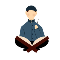 Muslim boy reading quran