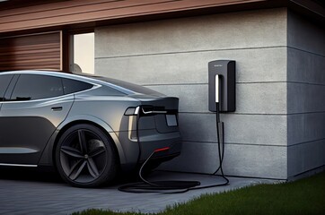 Fototapeta na wymiar Electric Automobile Clean Energy Design Backdrop Generative AI