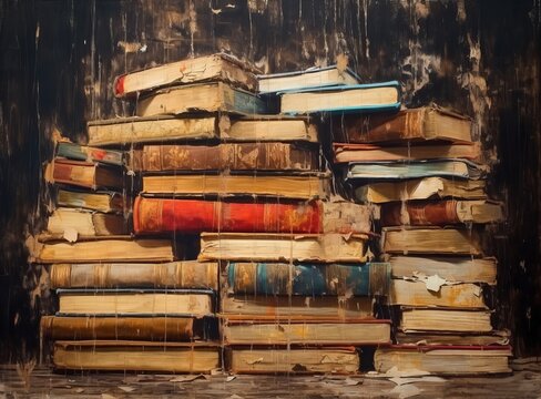 painted books in style of structured chaos