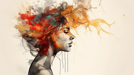 In the Eye of the Whirlwind: Illustration of a Woman Coping with Anxiety and Schizophrenia