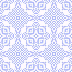 Seamless surface pattern in winter traditional colors. Symmetric geometric abstract background. Ethnic ornament wallpaper. For digital paper, page fills, web design, textile print. Vector illustration