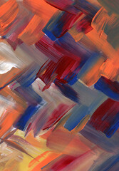 Red-orange blue acrylic oil painting texture