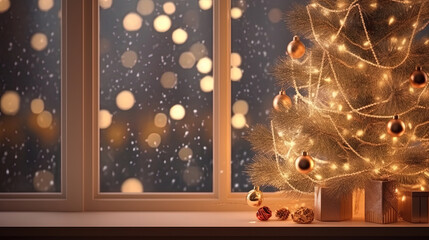 Background Christmas window sill