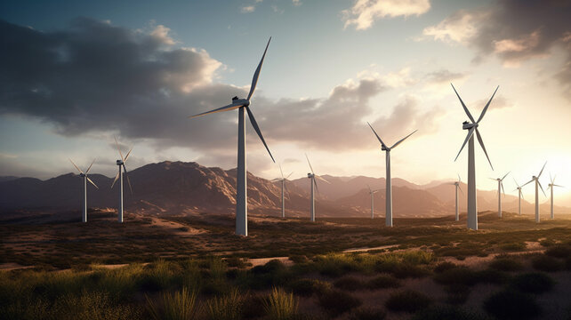 Captivating Eco Landscape: Harmonious Wind Turbines Harnessing Renewable Energy