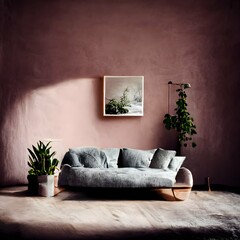 photography of a living room minimal interior design scandinavian furniture sofa plants natural pale colours natural materials detailed architecture natural soft light surreal infrared photography 
