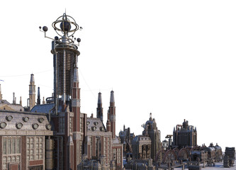 Ancient city view on transparent background