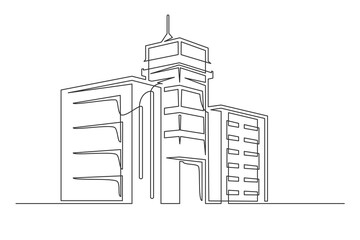 Continuous one line building. Vintage building isolated on a white background. Business concept. Vector illustration
