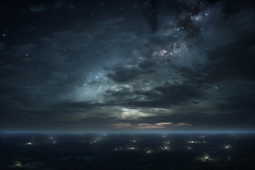 Night sky with stars and clouds. The texture of a dark sky with stars and galaxies.