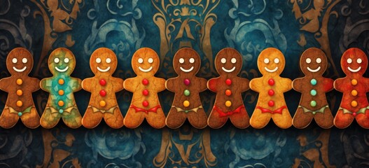 all the gingerbread men are placed together in a row Generative AI