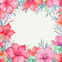 Floral watercolor frame. Illustration AI Generative.