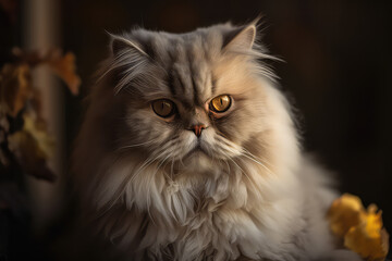 Naklejka na ściany i meble Eyes of the gray Persian cat: A Mesmerizing Portrait of Elegance