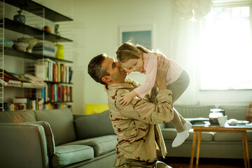 Father coming home to his daughter from deployment