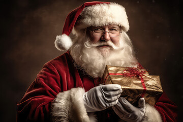papa noel santa claus with gift