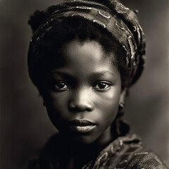 black and white portrait of a  Black girl