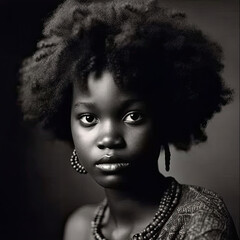 black and white portrait of a  Black girl
