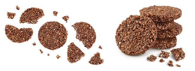 amaranth cookies with carob isolated on white background. Healthy food. Top view. Flat lay