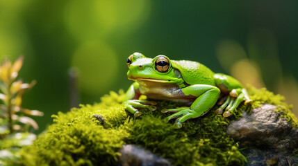 Naklejka premium frog on a leaf