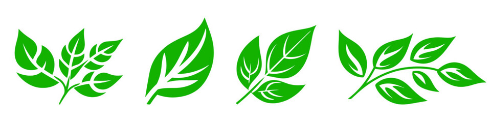 Leaf icons set ecology nature element, green leafs, environment and nature eco sign.