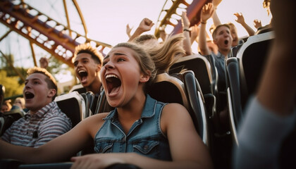 Naklejka premium A large group of young adults enjoying a carefree weekend generated by AI
