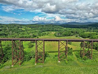 Fototapeta premium Aerial view of the Moodna Viaduct and Salisbury Mills, New York