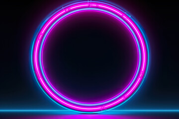 Obraz premium A neon circle with a black background. Generative AI.