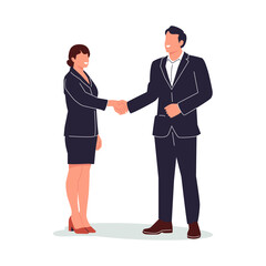 Meeting of business people. Vector illustration in flat cartoon style of several couples of people of businesspeople