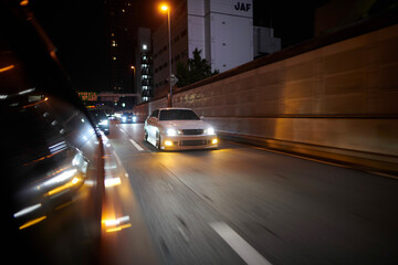 Fototapeta na wymiar car in the city Tokyo at night