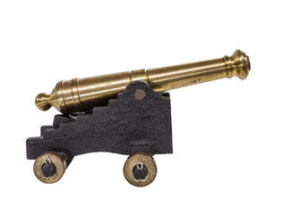 Old toy cannon isolated with cut out background